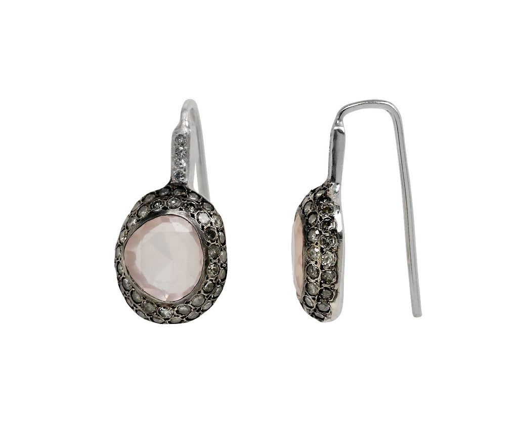 Rosa Maria Pink Quartz and Cognac Diamond Bob Earrings - side