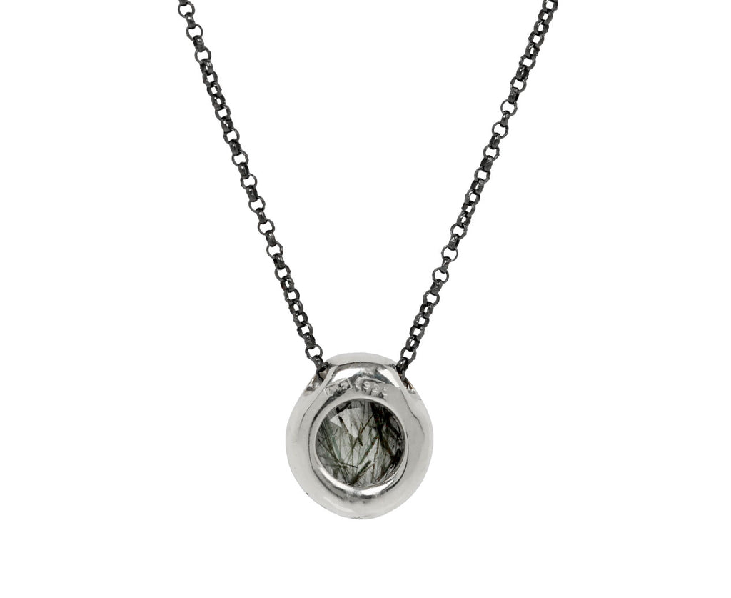 Rosa Maria Green Rutilated Quartz and Black Diamond PE Pendant Necklace - back