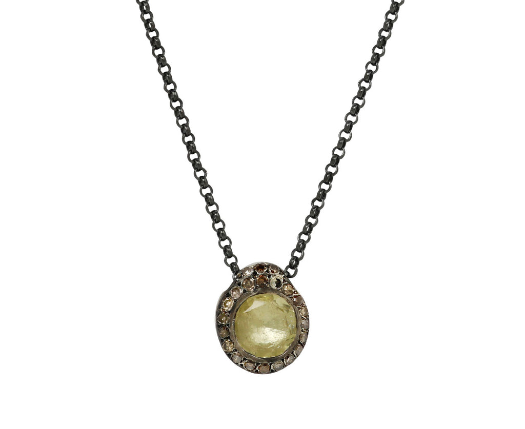 Rosa Maria Lemon Quartz and Cognac Diamond PE Pendant Necklace