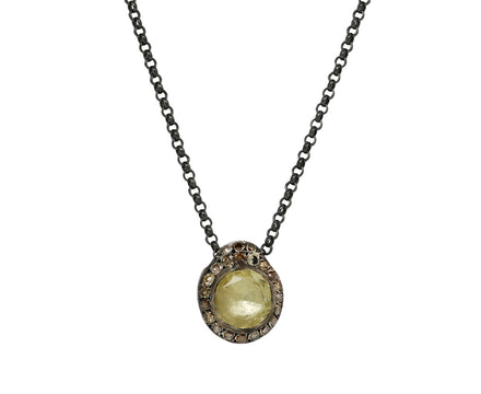 Rosa Maria Lemon Quartz and Cognac Diamond PE Pendant Necklace