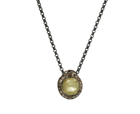 Rosa Maria Lemon Quartz and Cognac Diamond PE Pendant Necklace