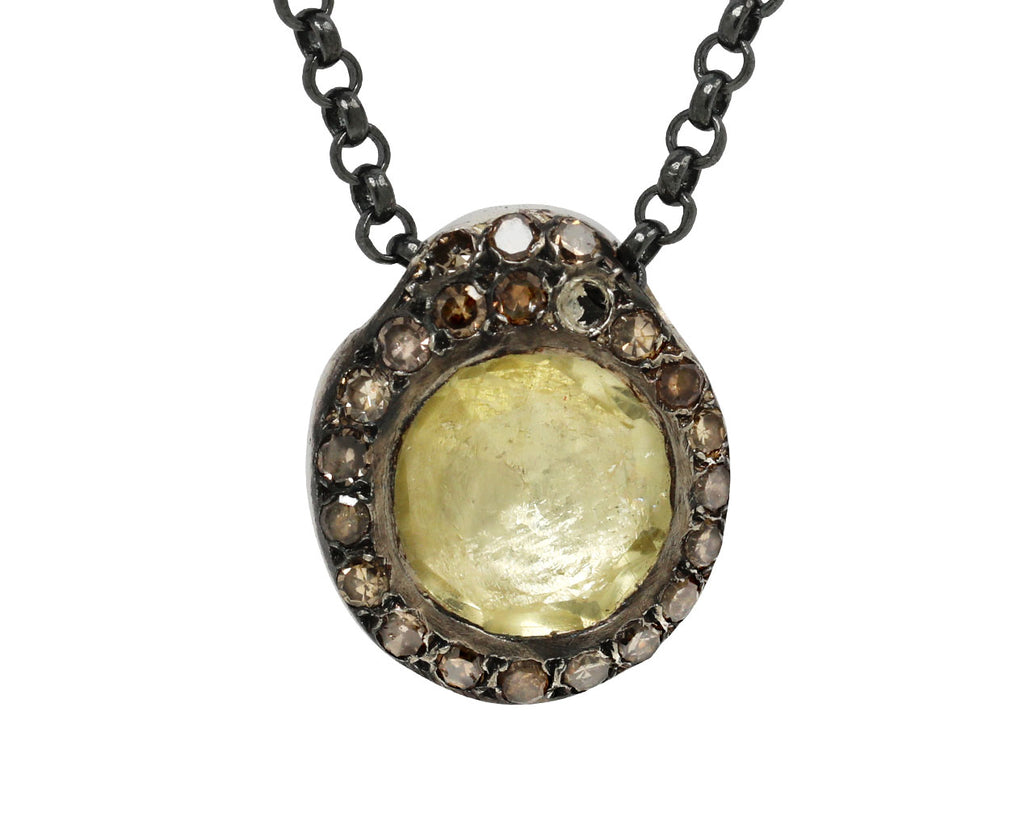 Rosa Maria Lemon Quartz and Cognac Diamond PE Pendant Necklace - closeup