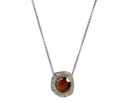 Rosa Maria Smoky Quartz and Icy Grey Diamond PE Pendant Necklace