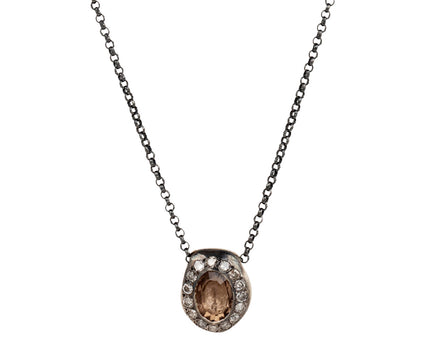 Rosa Maria Smoky Quartz and Gray Diamond Pendant Necklace