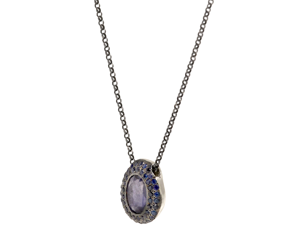 Rosa Maria Iolite and Blue Sapphire PE Pendant Necklace - Angled View