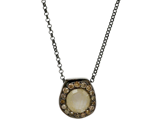 Rosa Maria Rutilated Quartz and Cognac Diamond PE Pendant Necklace