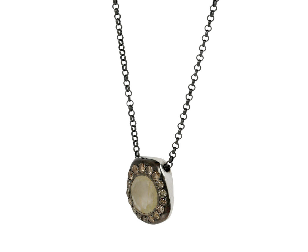 Rosa Maria Rutilated Quartz and Cognac Diamond PE Pendant Necklace - side