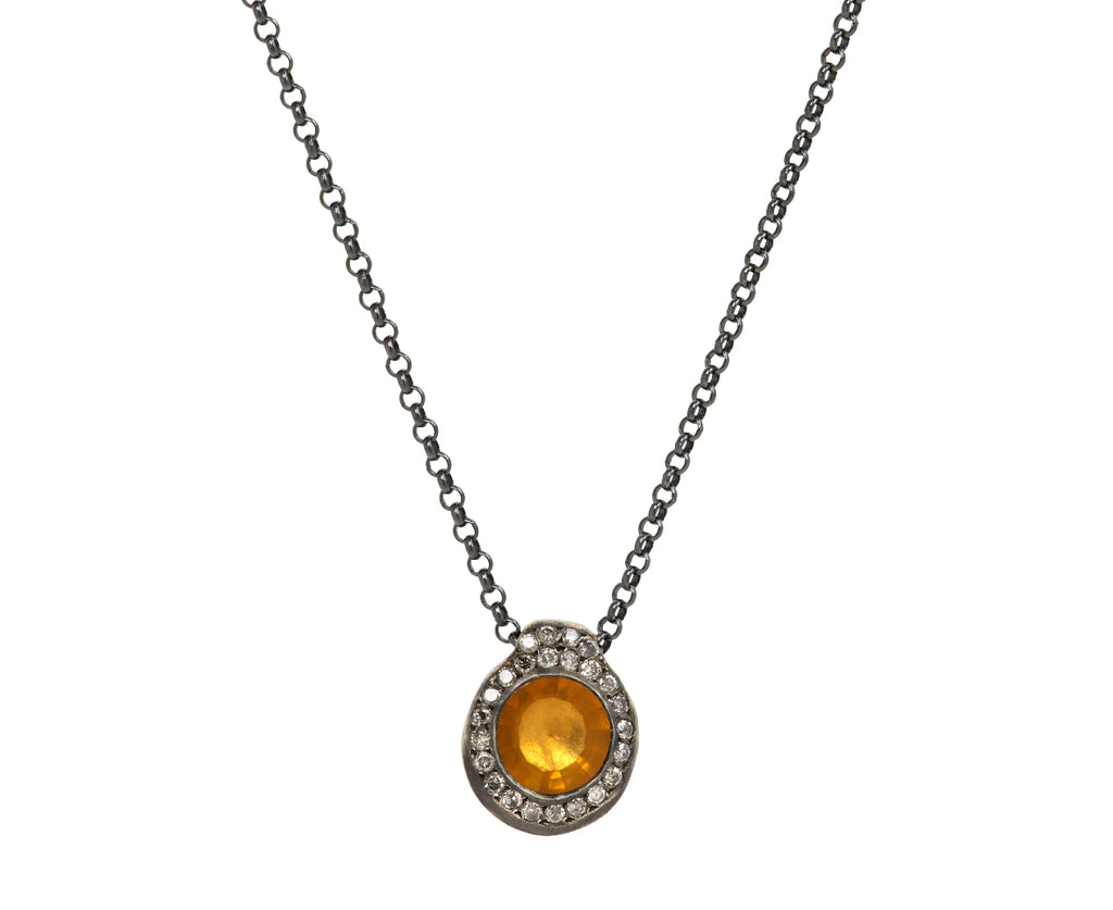Rosa Maria Beer Quartz and Grey Diamond PE Pendant Necklace