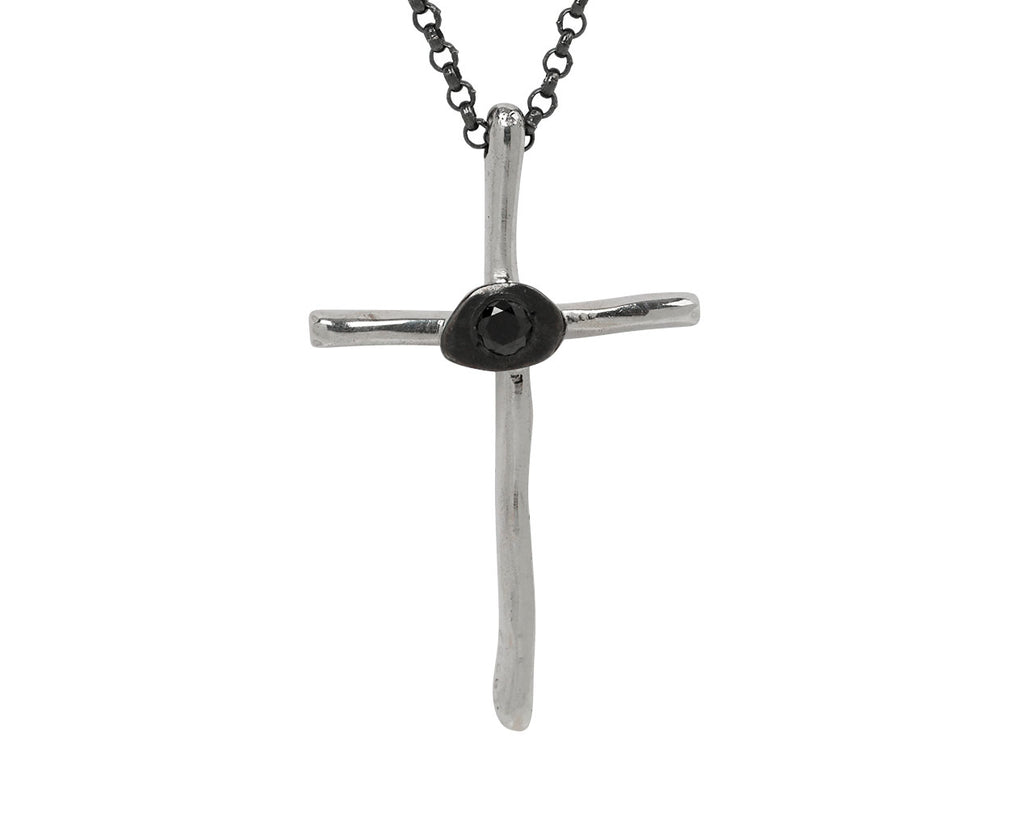 Rosa Maria Black Diamond Eliot Cross Pendant Necklace - closeup