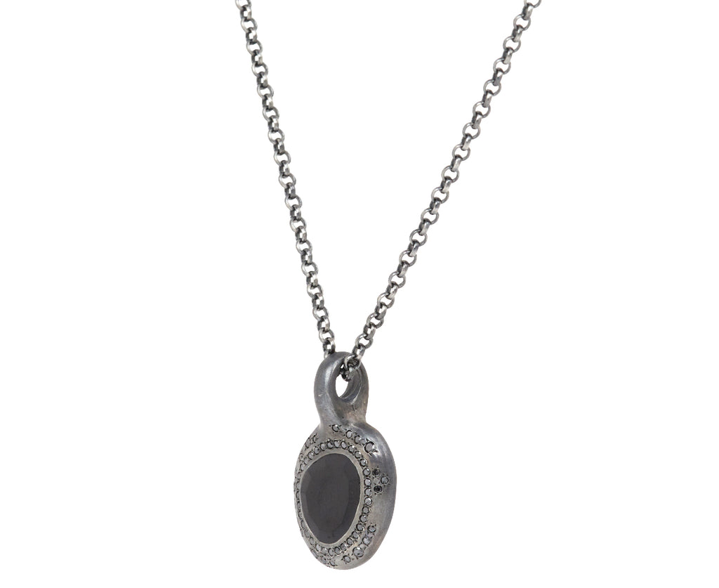 Rosa Maria Black Spinel and Black Diamond Pendant Necklace - Angled View