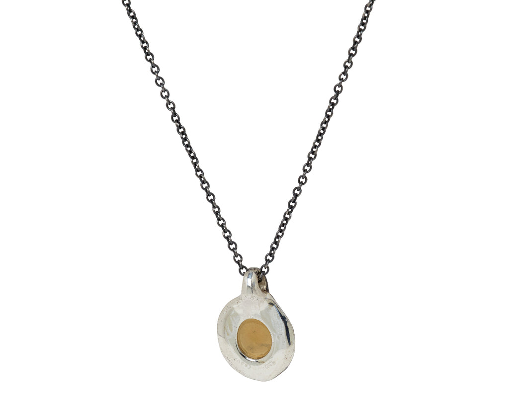 Rosa Maria Honey Quartz and White Diamond Pendant Necklace - Back View