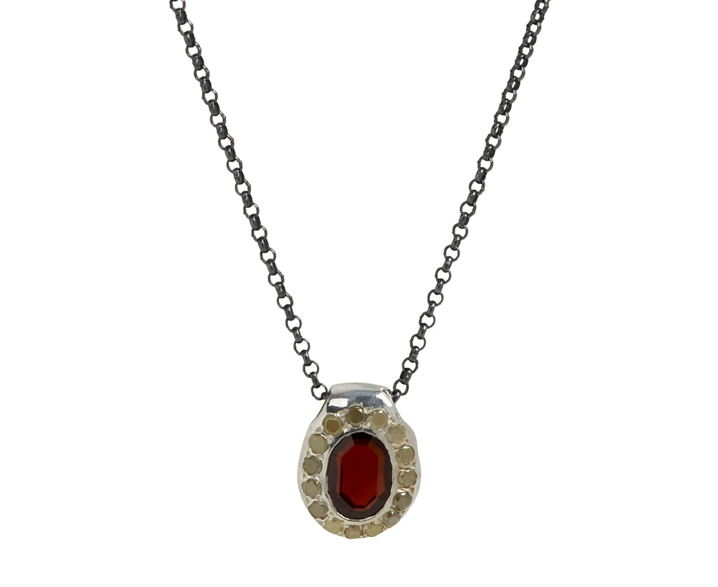 Rosa Maria Garnet and Icy Yellow Diamond PE Pendant Necklace