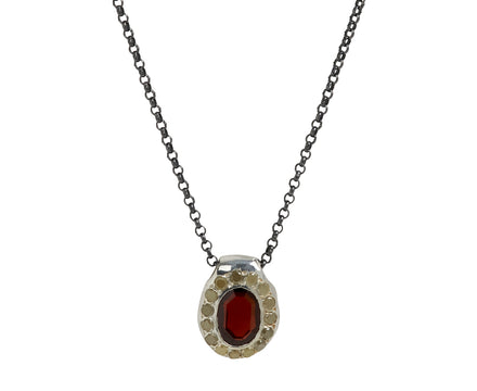 Rosa Maria Garnet and Icy Yellow Diamond PE Pendant Necklace