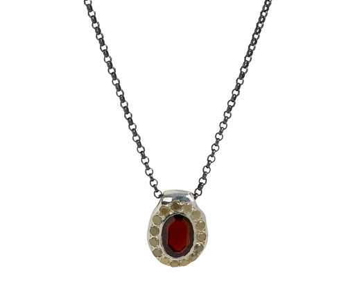 Rosa Maria Garnet and Icy Yellow Diamond PE Pendant Necklace