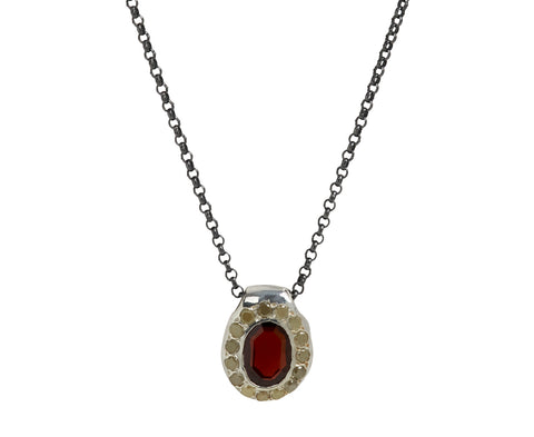 Rosa Maria Garnet and Icy Yellow Diamond PE Pendant Necklace