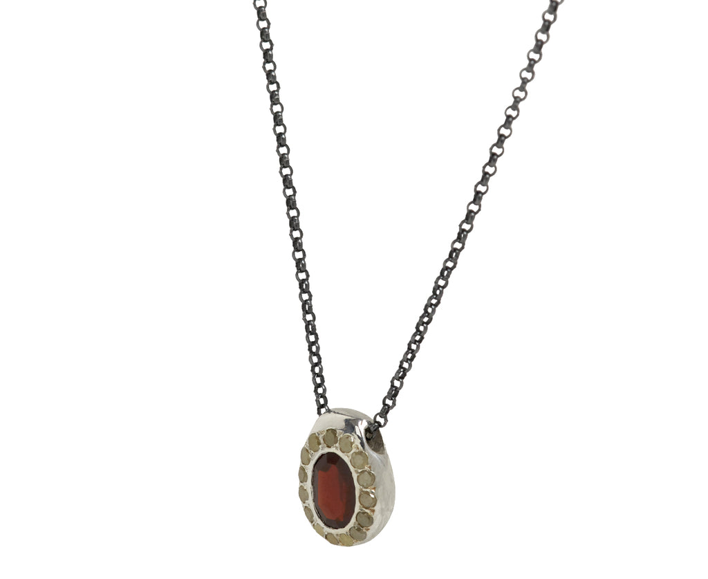 Rosa Maria Garnet and Icy Yellow Diamond PE Pendant Necklace - Angled View