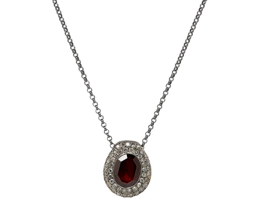 Rosa Maria Garnet and Icy Grey Diamond PE Pendant Necklace
