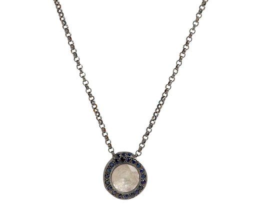 Rosa Maria Serpentine and Blue Sapphire PE Pendant Necklace