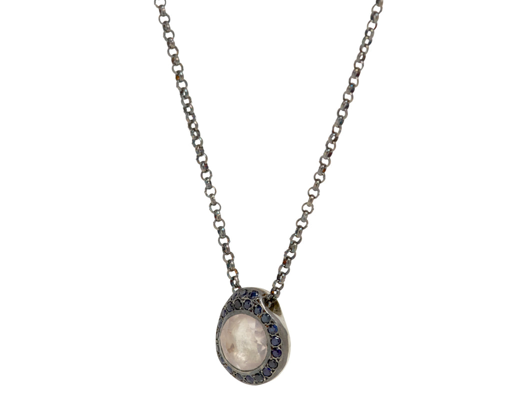 Rosa Maria Serpentine and Blue Sapphire PE Pendant Necklace - Angled View
