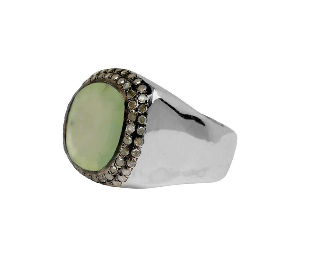 Rosa Maria Prehnite and Icy White Diamond Jalila Ring - side