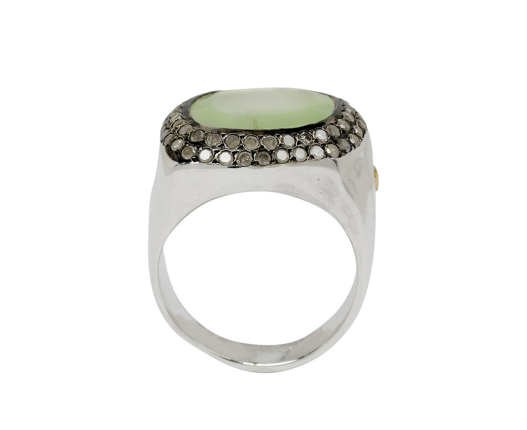 Rosa Maria Prehnite and Icy White Diamond Jalila Ring - top down