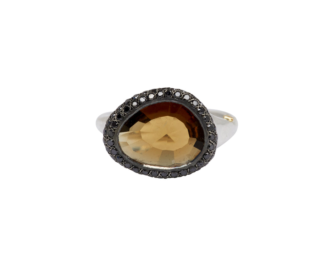 Rosa Maria Beer Quartz and Black Diamond Olax Ring