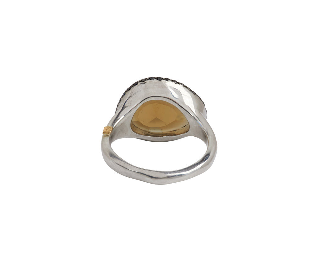 Rosa Maria Beer Quartz and Black Diamond Olax Ring - Back View