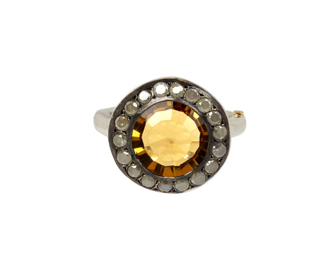 Rosa Maria Beer Quartz and Icy Yellow Diamond Julia Ring