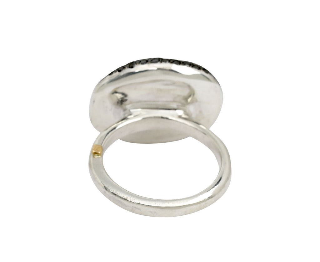 Rosa Maria Black Rutilated Quartz and Black Diamond Baskar Ring - back