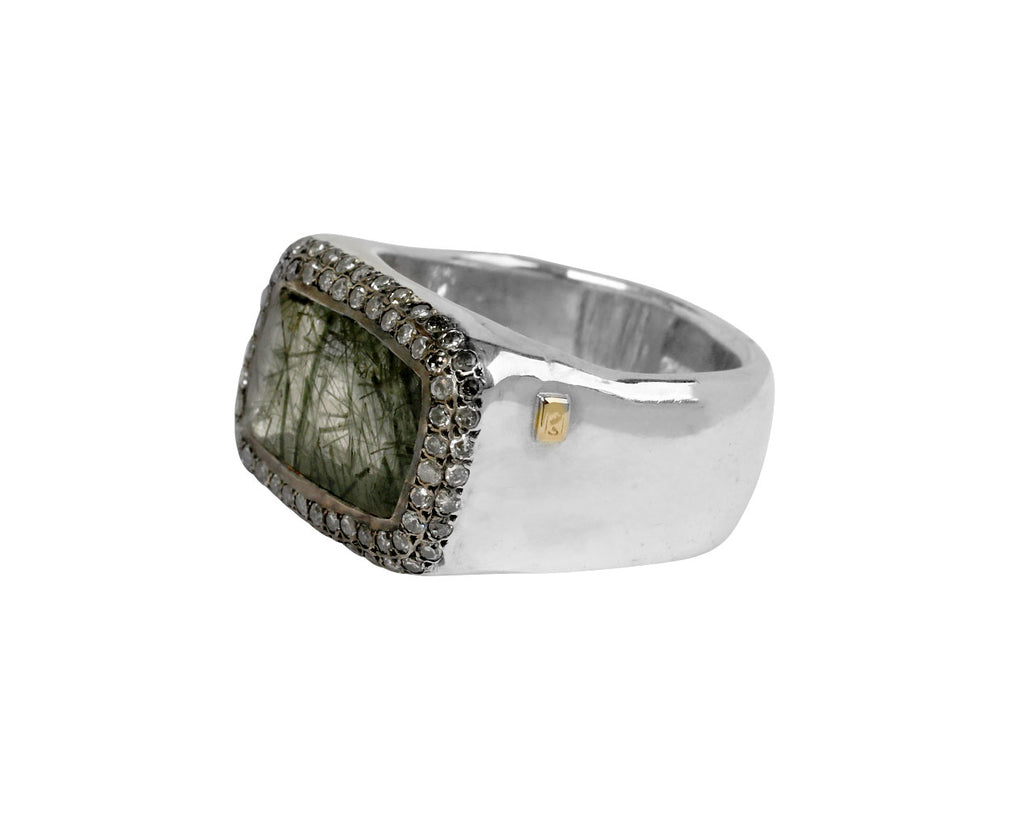 Rutilated Quartz and Icy Grey Diamond Nasila Ring