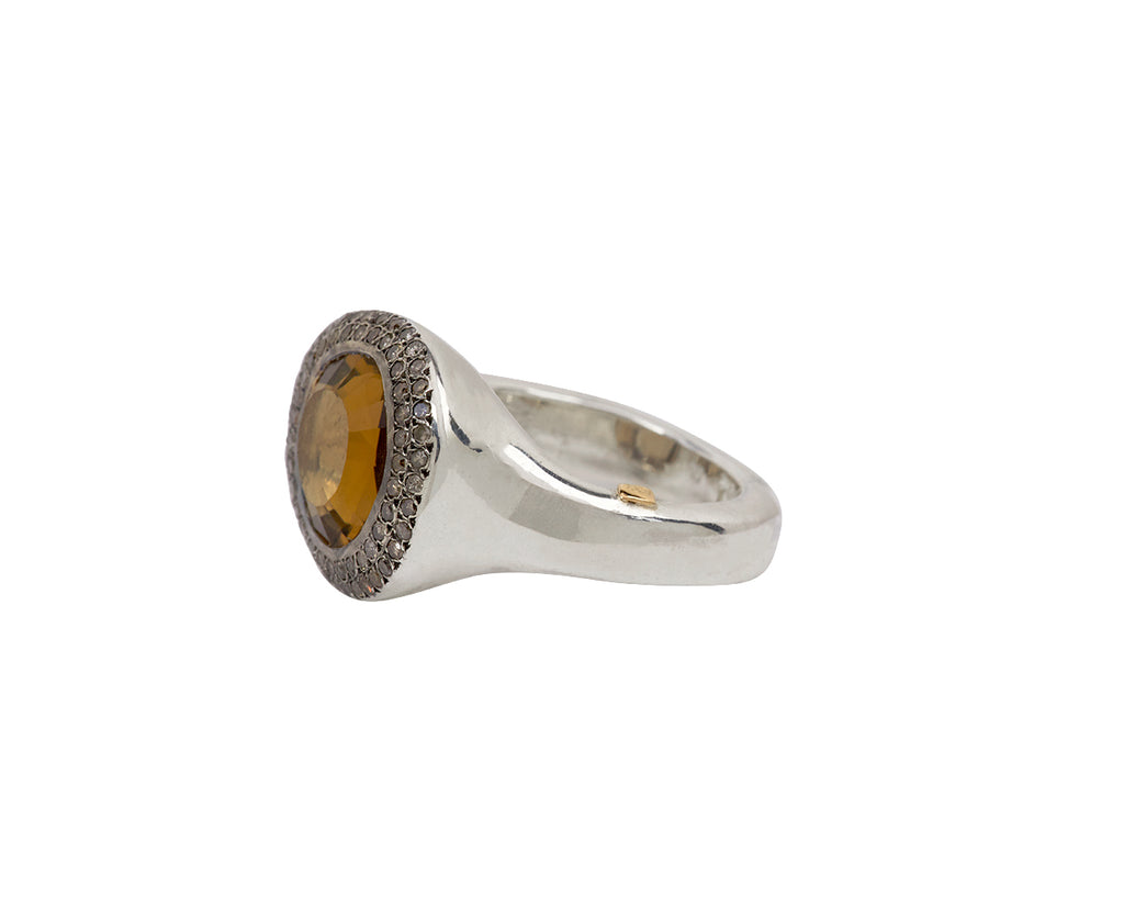 Rosa Maria Beer Quartz and Cognac Diamond Grace Ring - Angled View