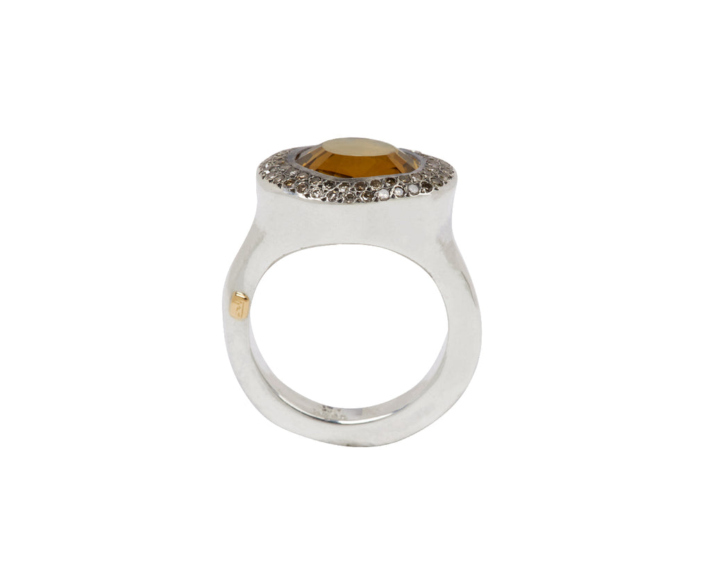 Rosa Maria Beer Quartz and Cognac Diamond Grace Ring - Top Down