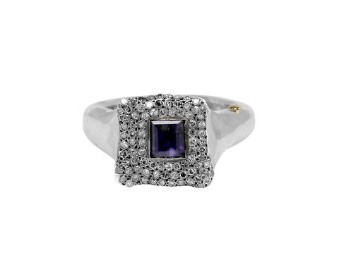 Rosa Maria Iolite and Icy Grey Diamond Leslie Ring