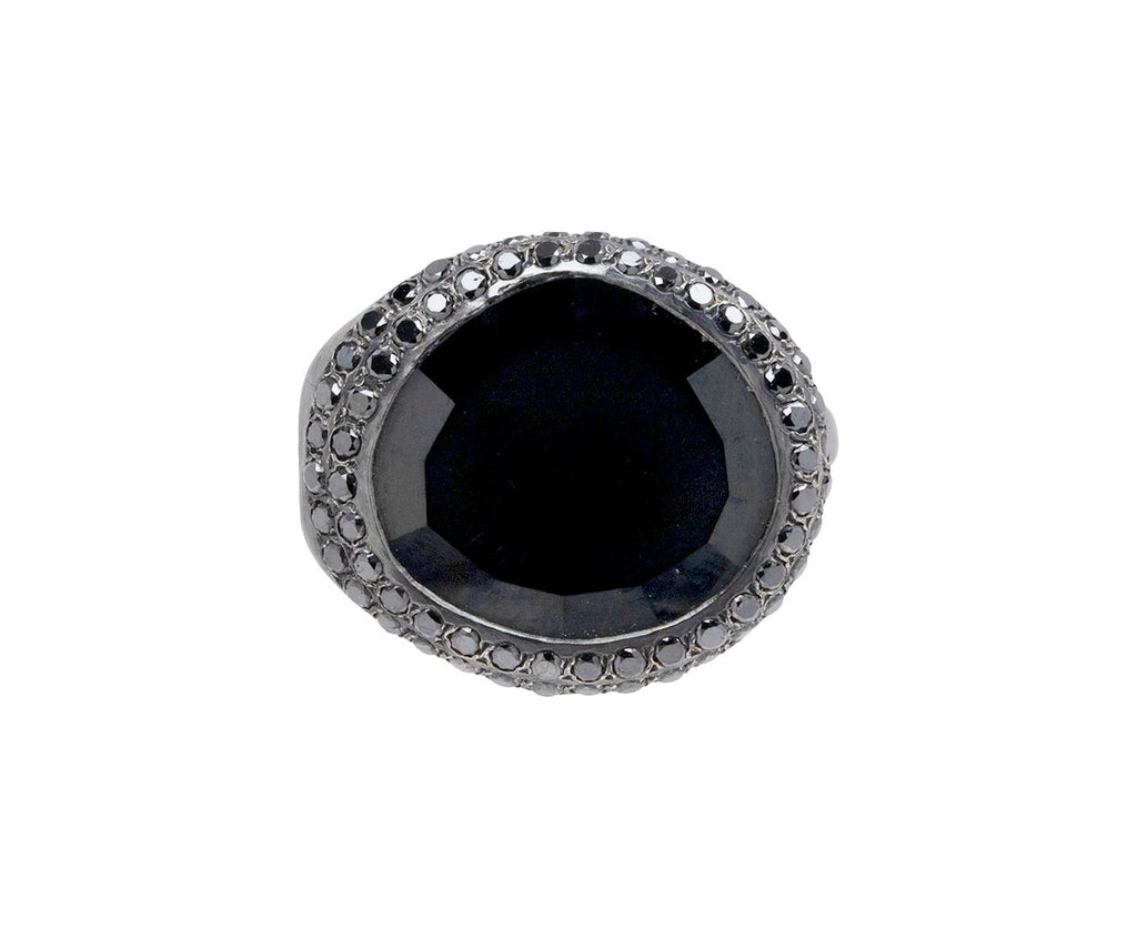 Black Spinel and Black Diamond Baskar Ring