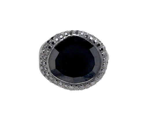 Black Spinel and Black Diamond Baskar Ring