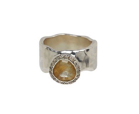 Rosa Maria Golden Rutilated Quartz and Cognac Diamond Addison Ring