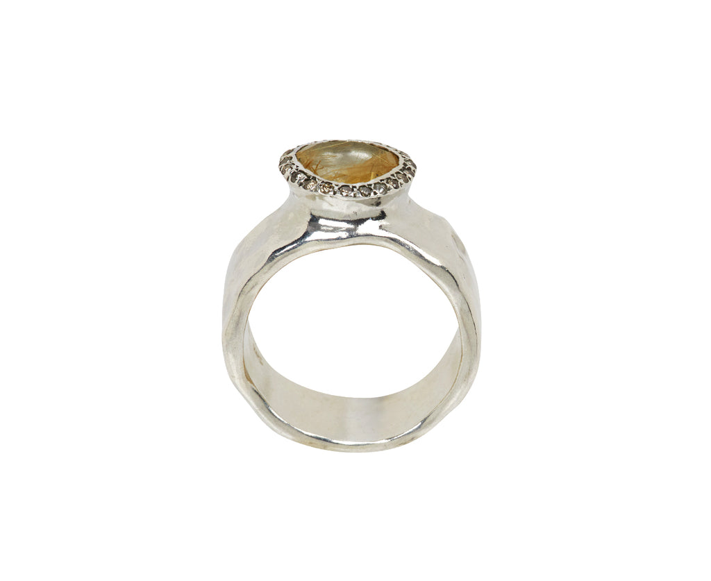 Rosa Maria Golden Rutilated Quartz and Cognac Diamond Addison Ring - Top Down View