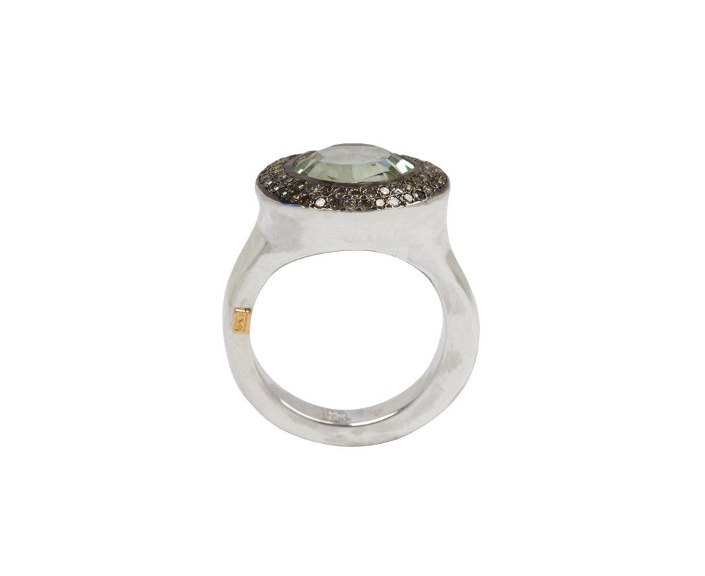 Rosa Maria Prasiolite and Cognac Diamond Grace Ring - Top Down