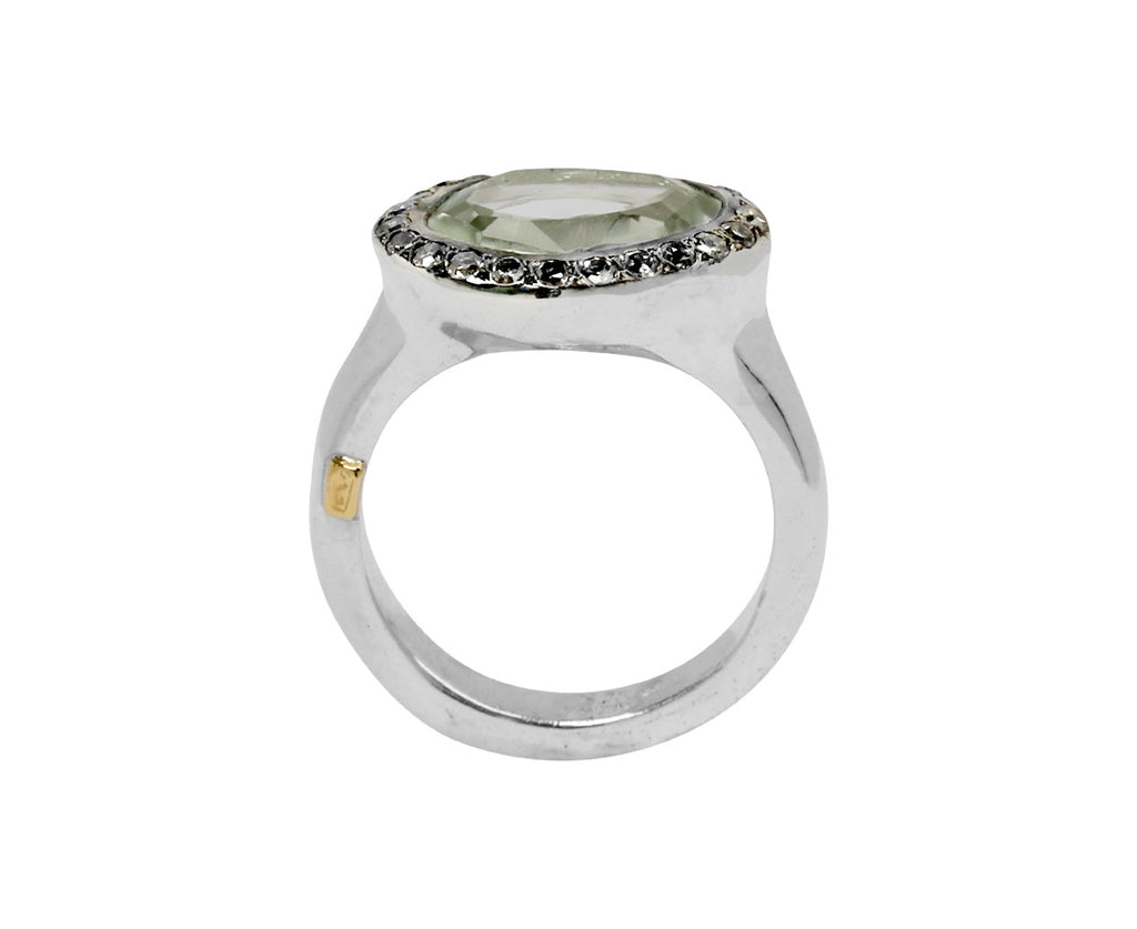 Rosa Maria Prasiolite and Icy Grey Diamond Olfat Ring - top down