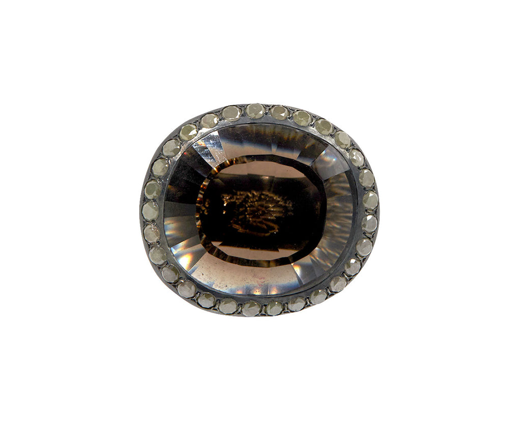 Rosa Maria Smoky Quartz and Yellow Diamond Cameron Ring