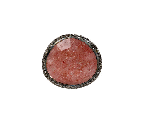 Rosa Maria Strawberry Quartz and Icy Grey Diamond  Fidji Ring
