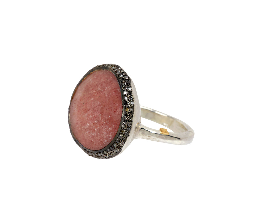 Rosa Maria Strawberry Quartz and Icy Grey Diamond  Fidji Ring - Side View