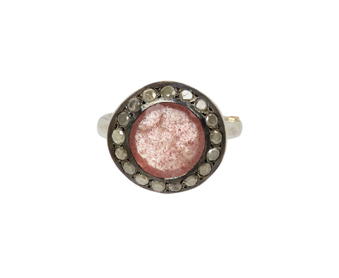 Rosa Maria Strawberry Quartz and Icy Yellow Diamond Julia Ring