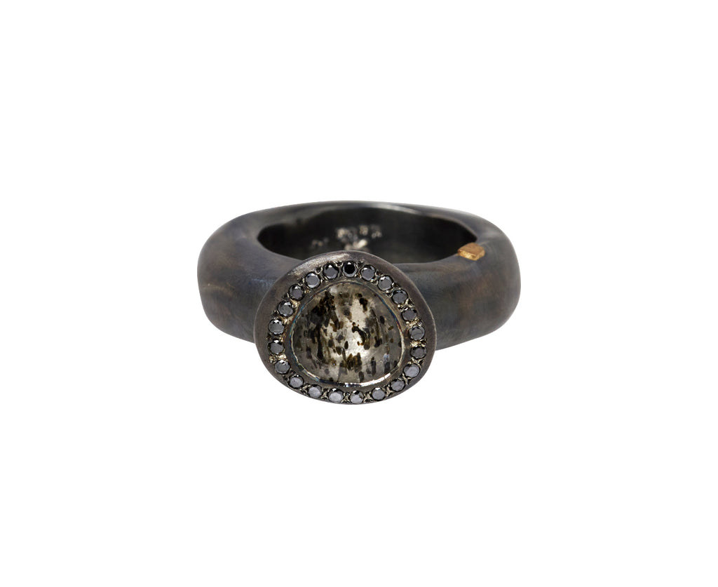 Rosa Maria Black Rutilated Quartz and Black Diamond Shura Ring