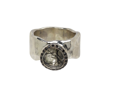 Rosa Maria Black Rutilated Quartz and Black Diamond Addison Ring