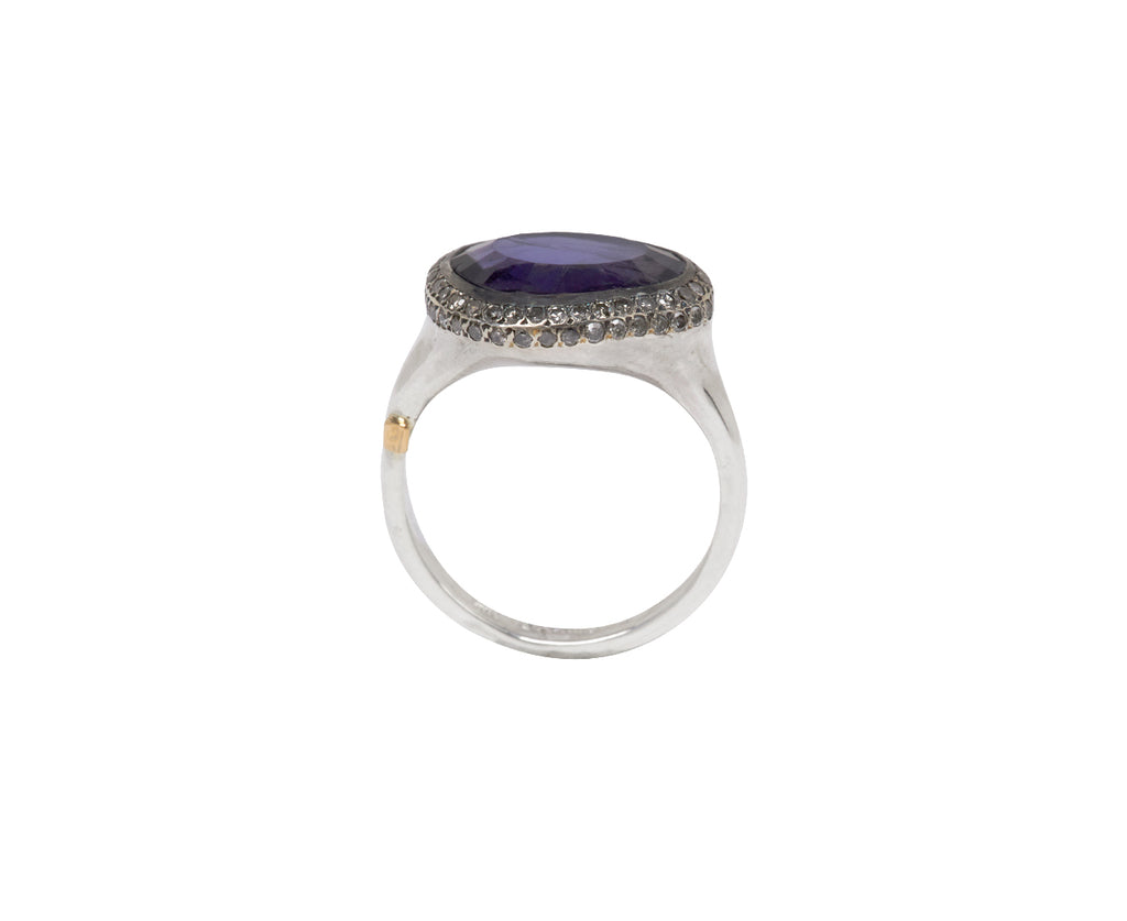 Rosa Maria Iolite and Icy Gray Diamond Olax Ring - Top Down View