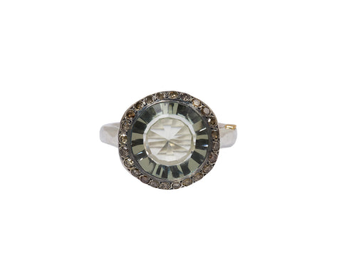 Rosa Maria Prasiolite and Cognac Diamond Julia Ring