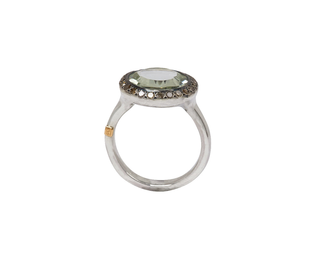 Rosa Maria Prasiolite and Cognac Diamond Julia Ring - Top Down