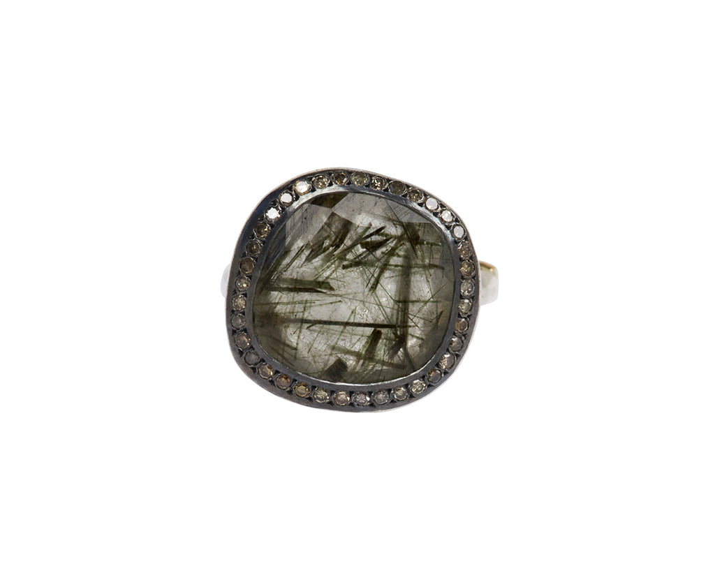Rosa Maria Green Rutilated Quartz and Cognac Diamond Junya Ring