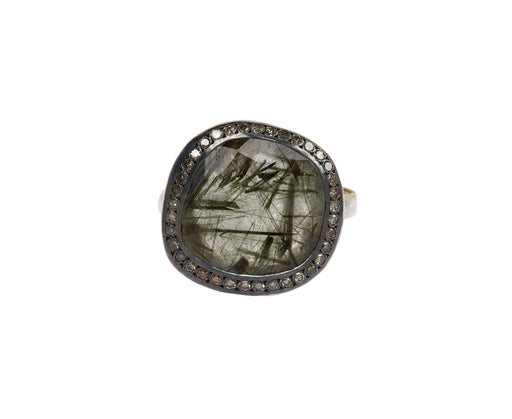 Rosa Maria Green Rutilated Quartz and Cognac Diamond Junya Ring